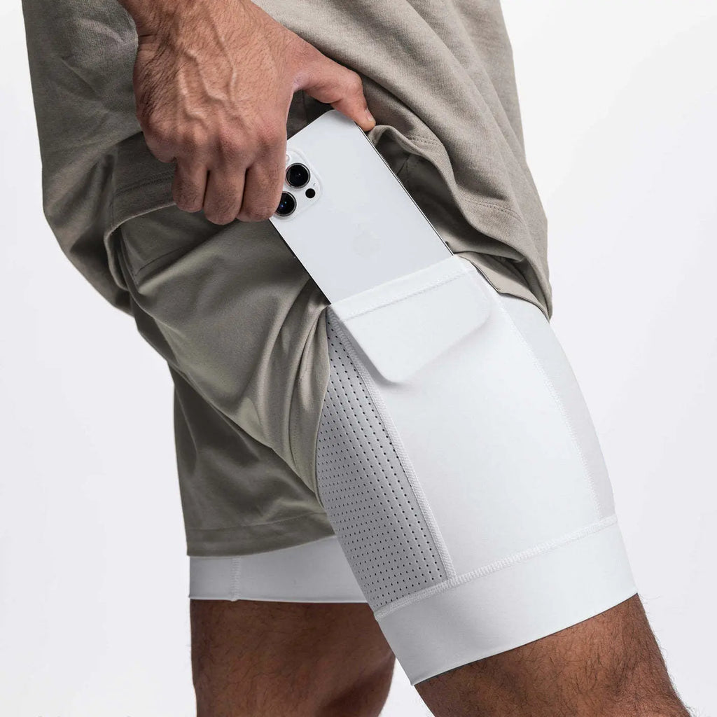2025 NEW men's sports shorts 2 in 1 Running shorts men's double layer breathable fitness bodybuilding training Jogging Shorts Nyvora