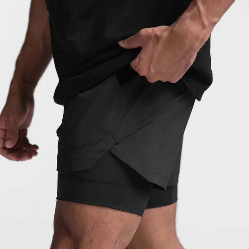 2025 NEW men's sports shorts 2 in 1 Running shorts men's double layer breathable fitness bodybuilding training Jogging Shorts Nyvora