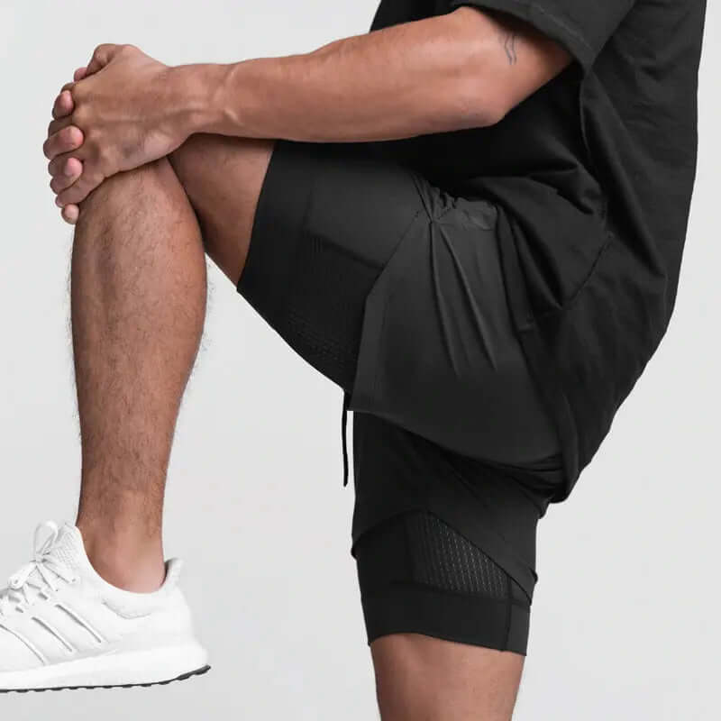 2025 NEW men's sports shorts 2 in 1 Running shorts men's double layer breathable fitness bodybuilding training Jogging Shorts Nyvora