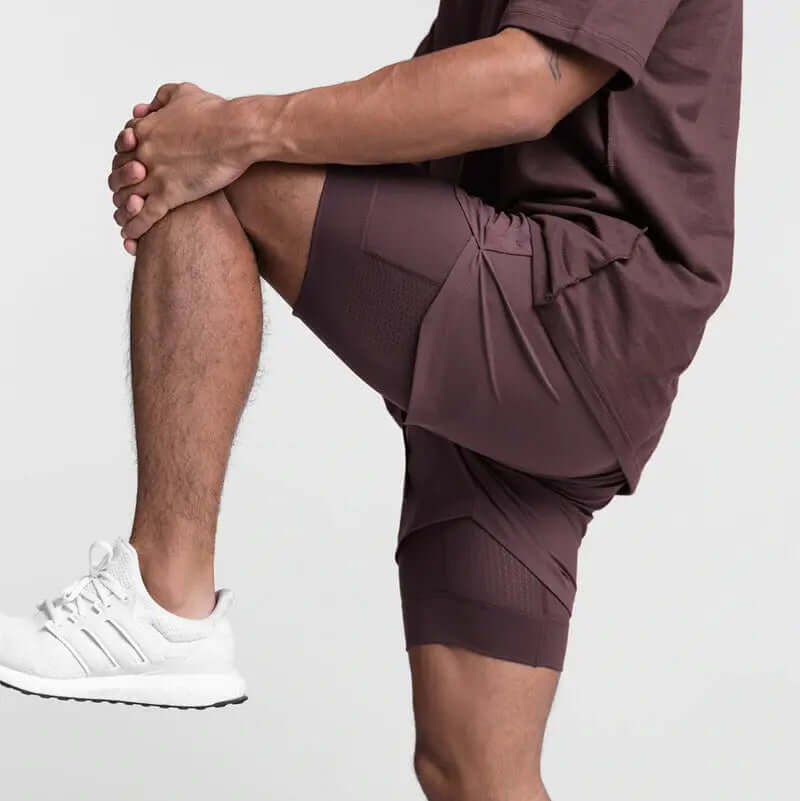 2025 NEW men's sports shorts 2 in 1 Running shorts men's double layer breathable fitness bodybuilding training Jogging Shorts Nyvora