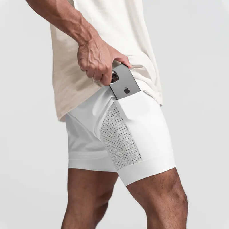 2025 NEW men's sports shorts 2 in 1 Running shorts men's double layer breathable fitness bodybuilding training Jogging Shorts Nyvora