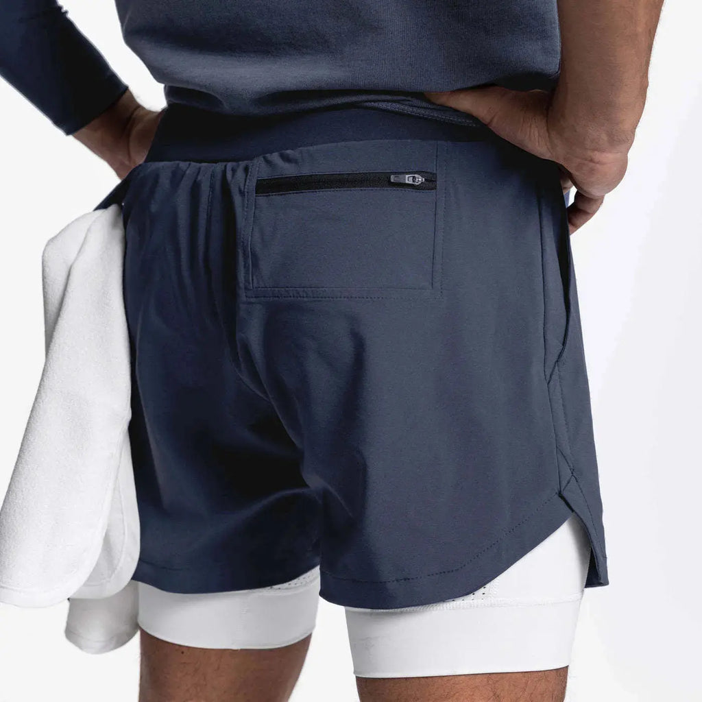 2025 NEW men's sports shorts 2 in 1 Running shorts men's double layer breathable fitness bodybuilding training Jogging Shorts Nyvora