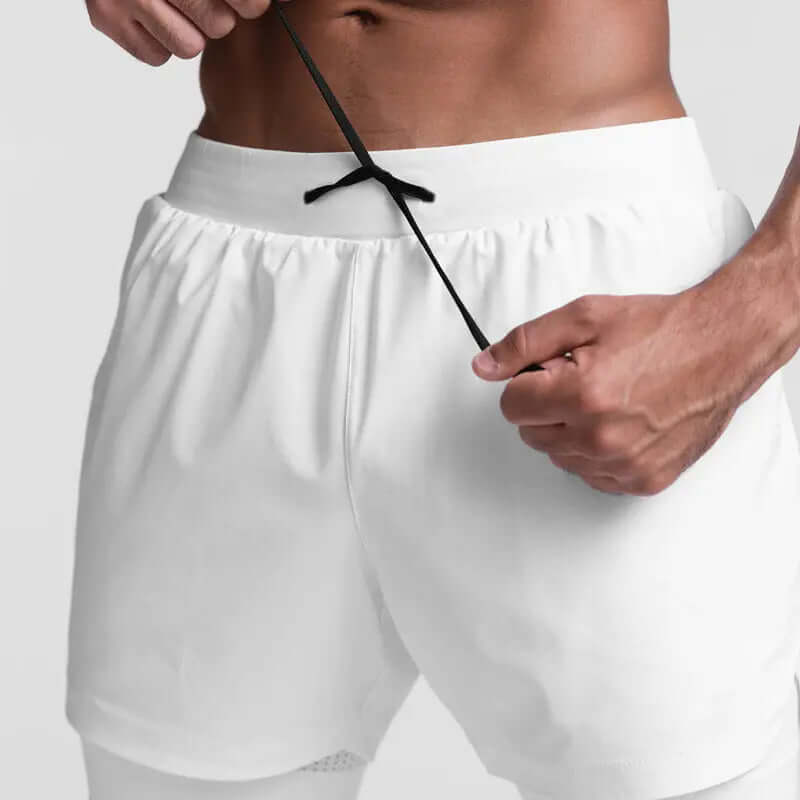 2025 NEW men's sports shorts 2 in 1 Running shorts men's double layer breathable fitness bodybuilding training Jogging Shorts Nyvora