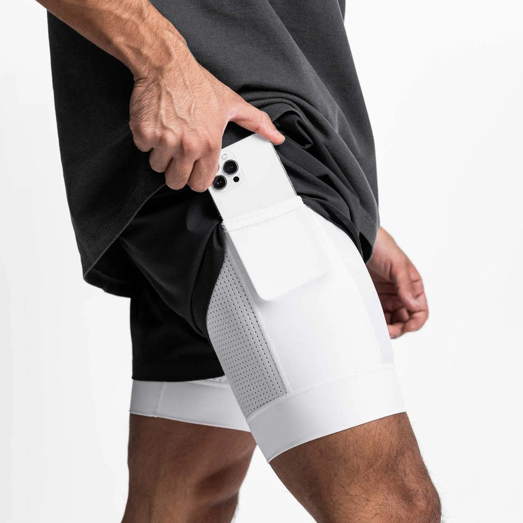 2025 NEW men's sports shorts 2 in 1 Running shorts men's double layer breathable fitness bodybuilding training Jogging Shorts Nyvora