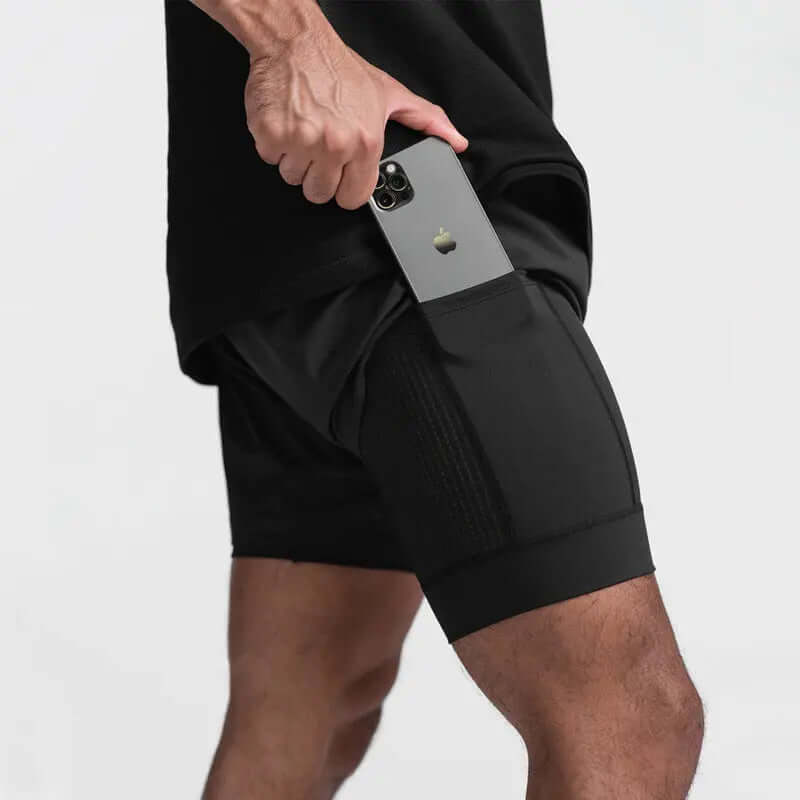 2025 NEW men's sports shorts 2 in 1 Running shorts men's double layer breathable fitness bodybuilding training Jogging Shorts Nyvora