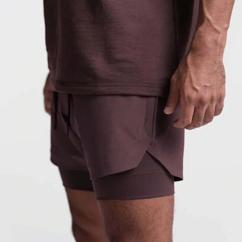 2025 NEW men's sports shorts 2 in 1 Running shorts men's double layer breathable fitness bodybuilding training Jogging Shorts Nyvora