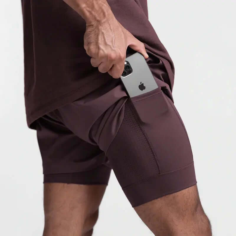 2025 NEW men's sports shorts 2 in 1 Running shorts men's double layer breathable fitness bodybuilding training Jogging Shorts Nyvora