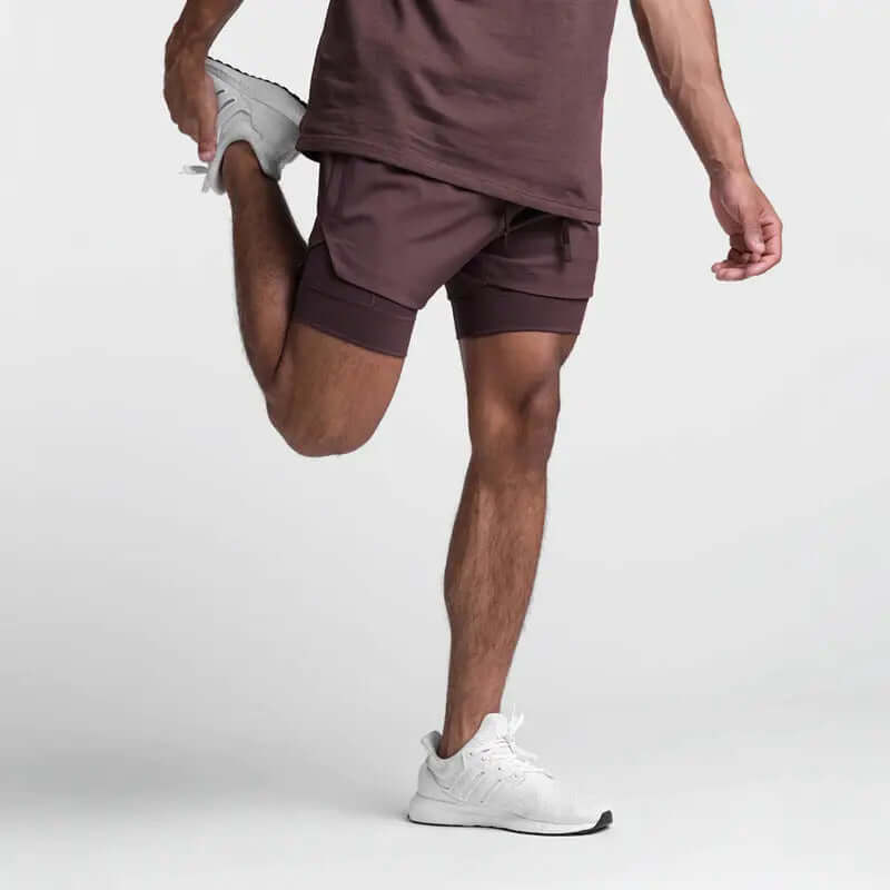 2025 NEW men's sports shorts 2 in 1 Running shorts men's double layer breathable fitness bodybuilding training Jogging Shorts Nyvora