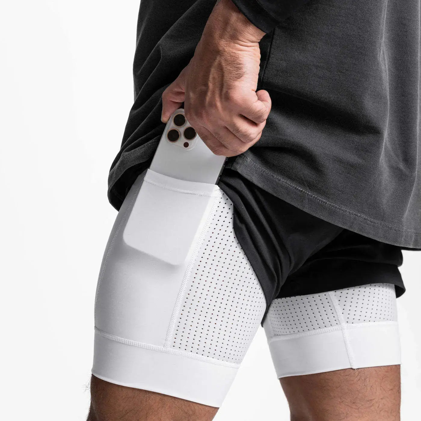 2025 NEW men's sports shorts 2 in 1 Running shorts men's double layer breathable fitness bodybuilding training Jogging Shorts Nyvora