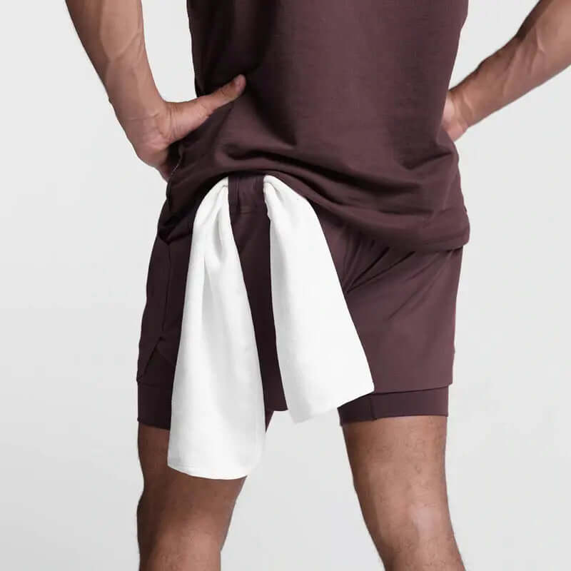 2025 NEW men's sports shorts 2 in 1 Running shorts men's double layer breathable fitness bodybuilding training Jogging Shorts Nyvora