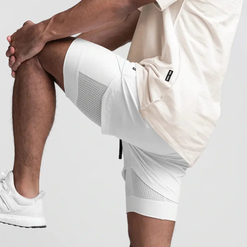 2025 NEW men's sports shorts 2 in 1 Running shorts men's double layer breathable fitness bodybuilding training Jogging Shorts Nyvora