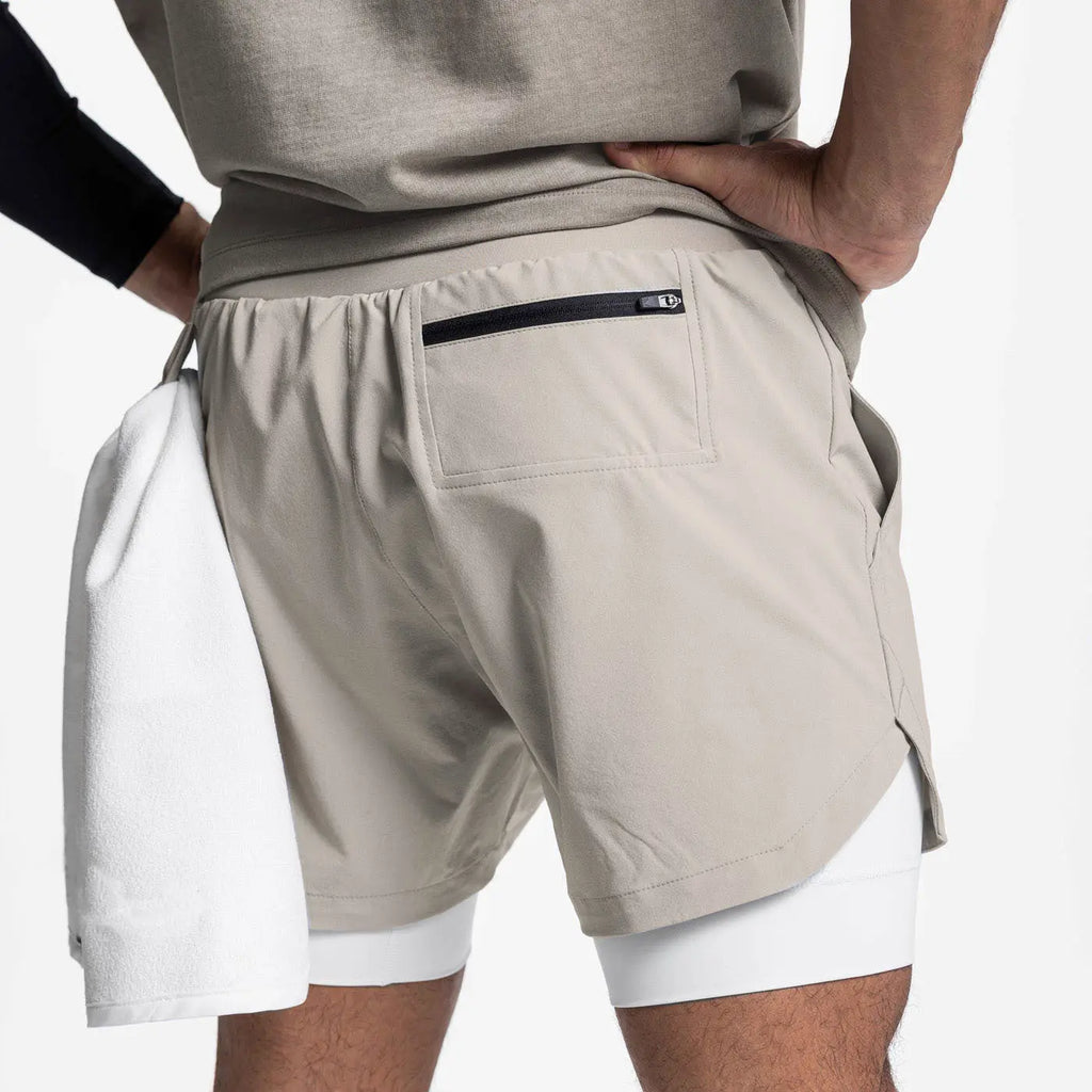 2025 NEW men's sports shorts 2 in 1 Running shorts men's double layer breathable fitness bodybuilding training Jogging Shorts Nyvora