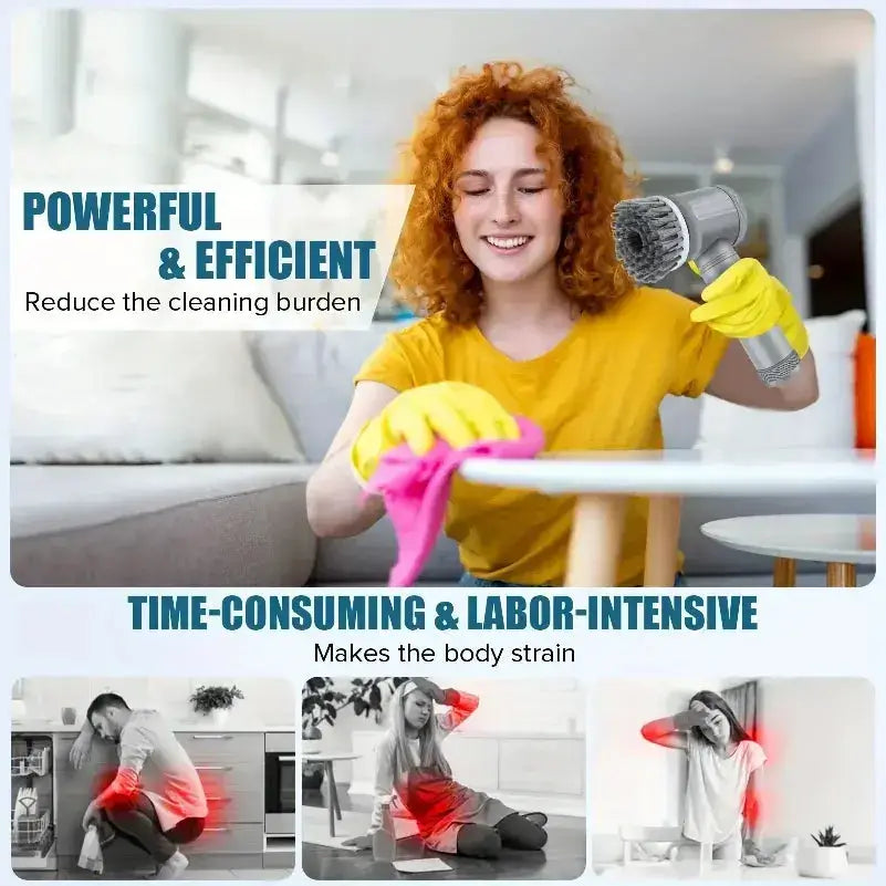 Electric Spin Scrubber, Bathroom Cordless Cleaning Brush Power Scrubber with 5 Replaceable Brush Heads, Electric Cleaning Brush Nyvora