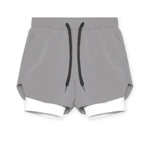 2025 NEW men's sports shorts 2 in 1 Running shorts men's double layer breathable fitness bodybuilding training Jogging Shorts Nyvora