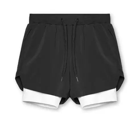 2025 NEW men's sports shorts 2 in 1 Running shorts men's double layer breathable fitness bodybuilding training Jogging Shorts Nyvora