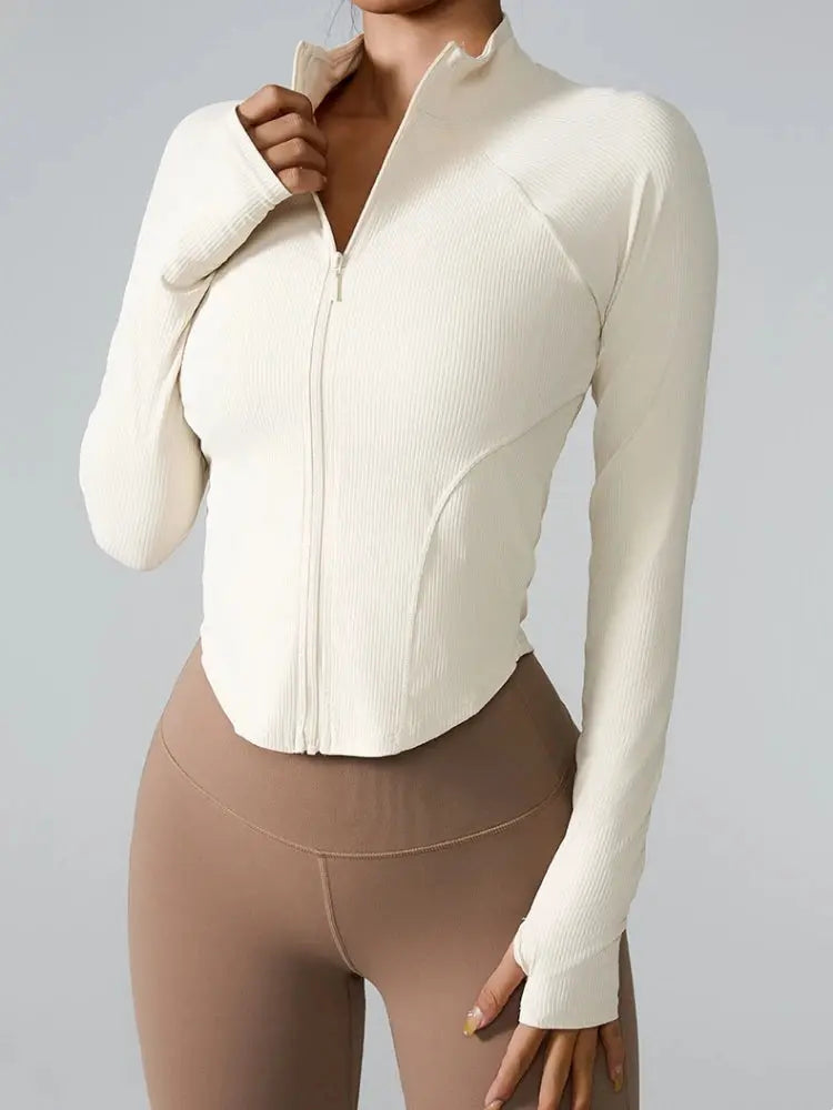 Women's long sleeve sports jacket front view