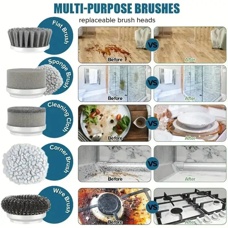 Electric Spin Scrubber, Bathroom Cordless Cleaning Brush Power Scrubber with 5 Replaceable Brush Heads, Electric Cleaning Brush Nyvora