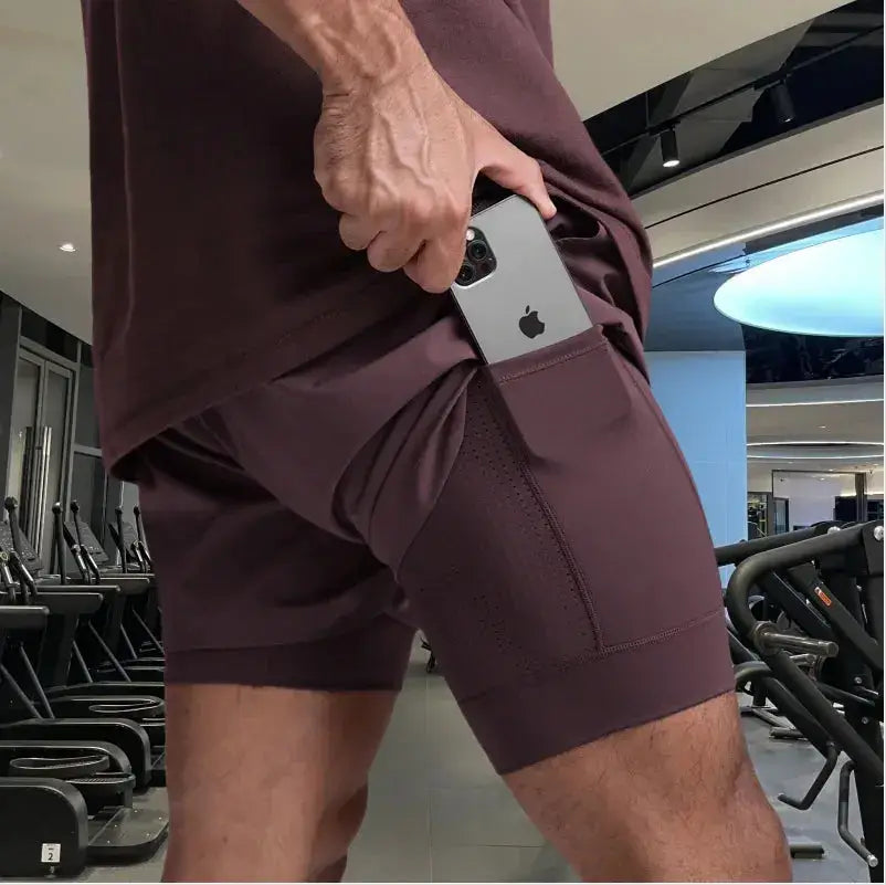 2 in 1 men's running shorts front view