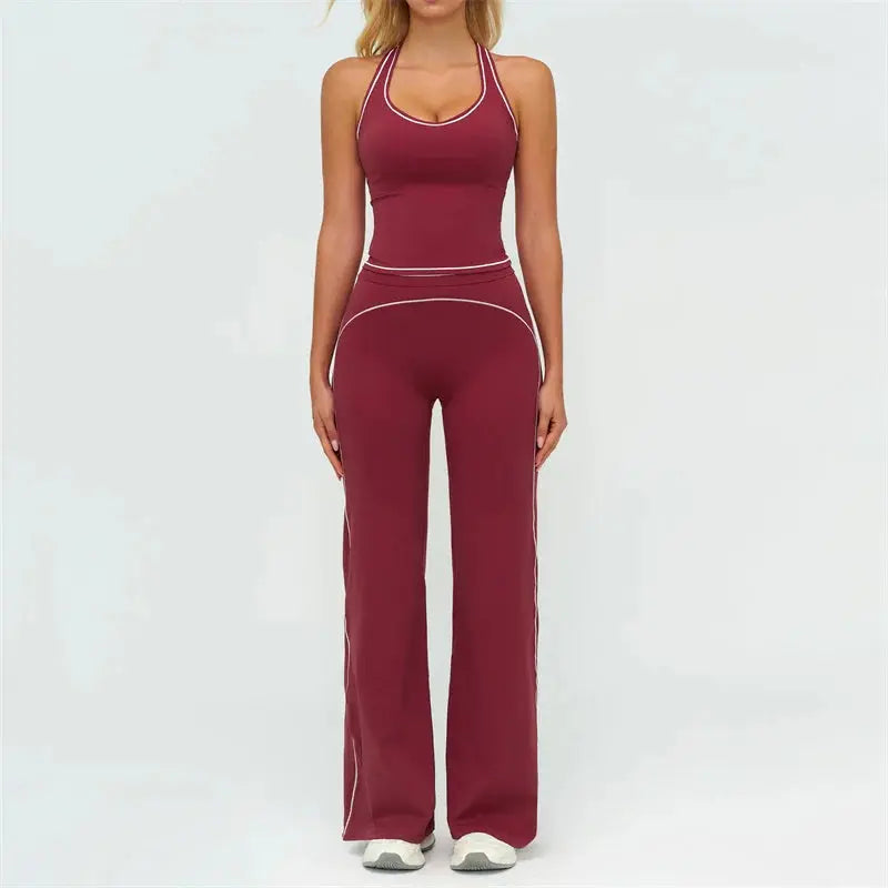 TRY TO BN Women's Tracksuit Yoga Sets Sports Vest Contrasting Color High Waisted Leggings Fitness Two Pieces Running Gym Clothes Nyvora