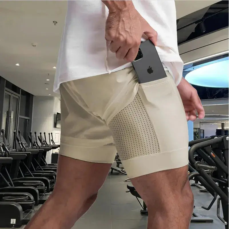 2 in 1 men's running shorts front view