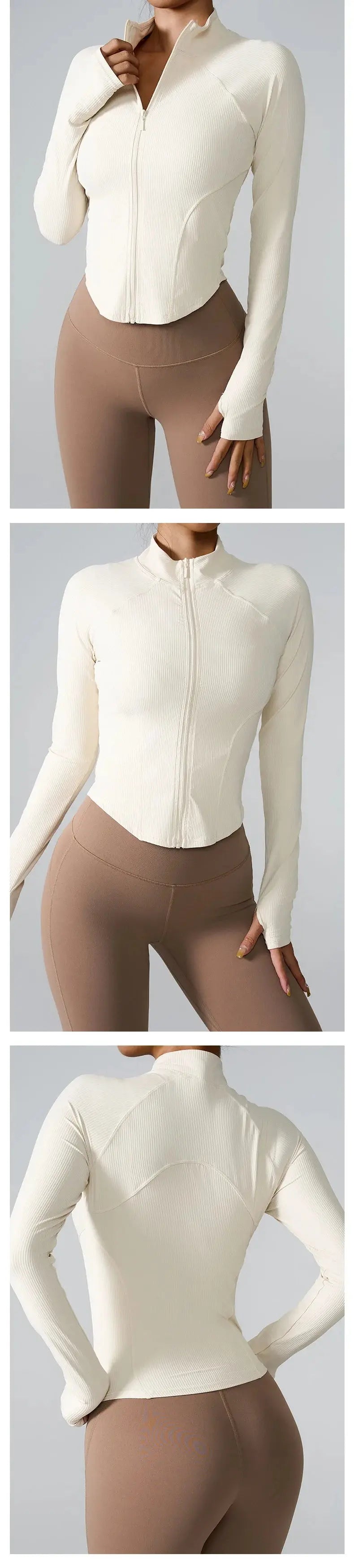 Women's long sleeve sports jacket front view