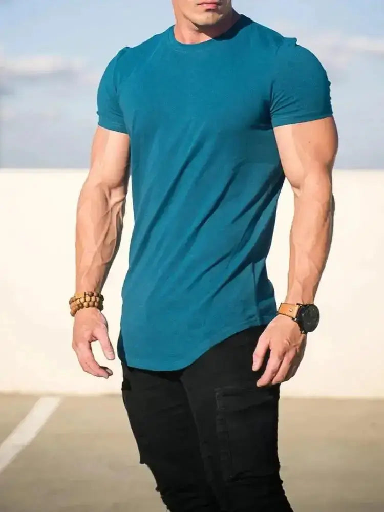 Muscle Fitness T-shirt Summer Men's Athleisure Workout short sleeve T-shirt High Quality cotton Men T-shirt Gym Sport Shirt Tops Nyvora