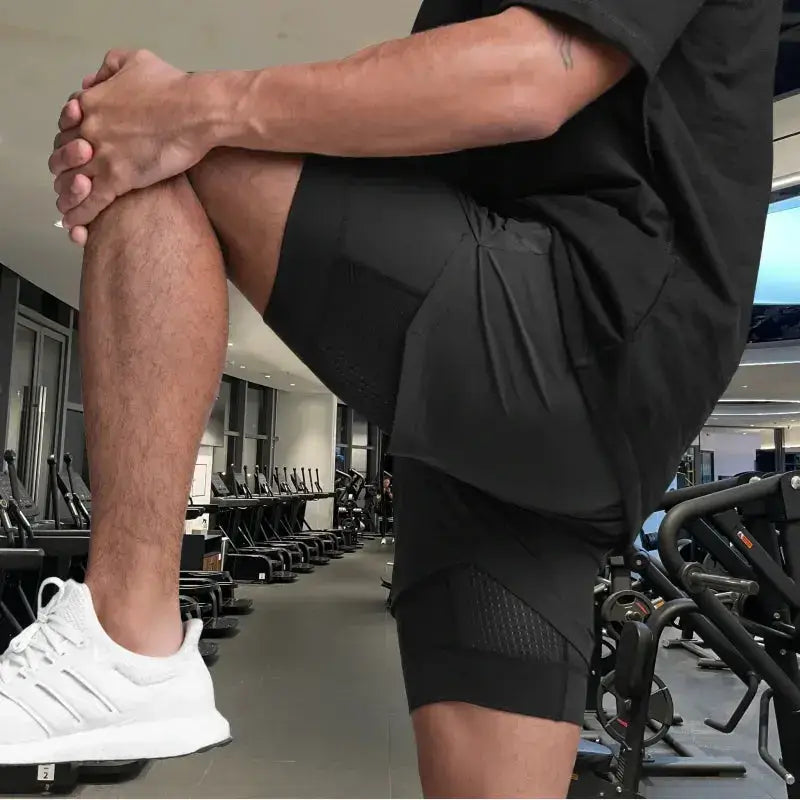 2 in 1 men's running shorts front view