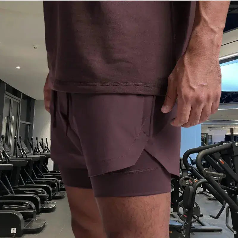 2 in 1 men's running shorts front view