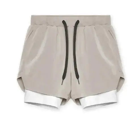2025 NEW men's sports shorts 2 in 1 Running shorts men's double layer breathable fitness bodybuilding training Jogging Shorts Nyvora