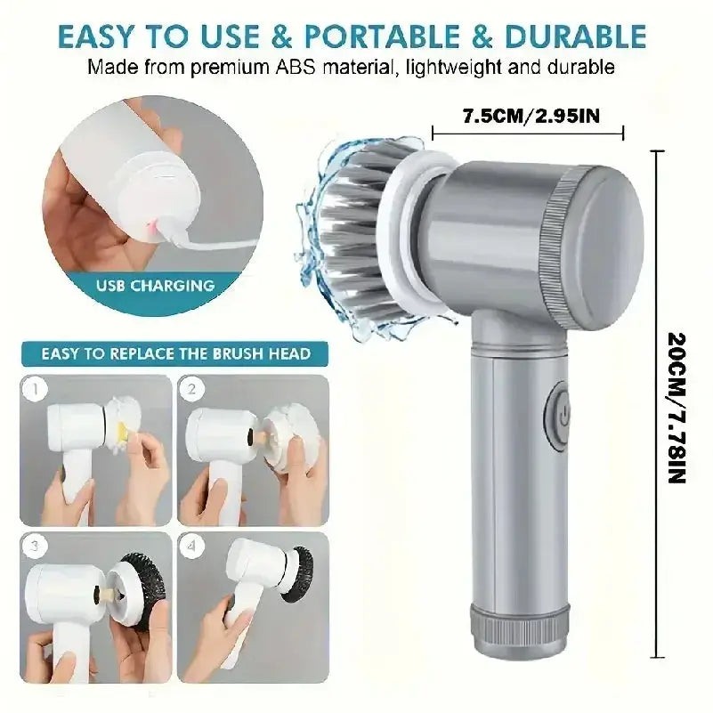 Electric Spin Scrubber, Bathroom Cordless Cleaning Brush Power Scrubber with 5 Replaceable Brush Heads, Electric Cleaning Brush Nyvora