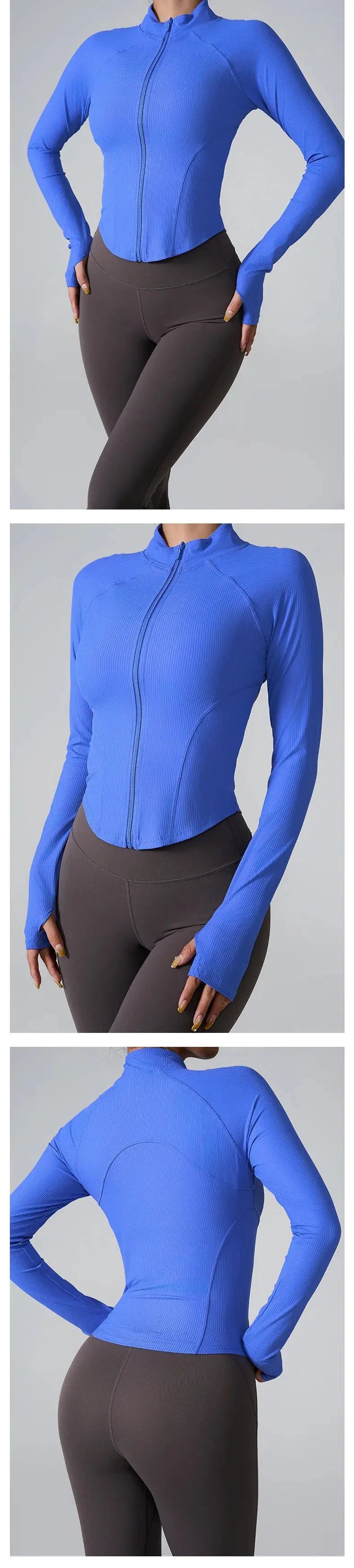 Women's long sleeve sports jacket front view