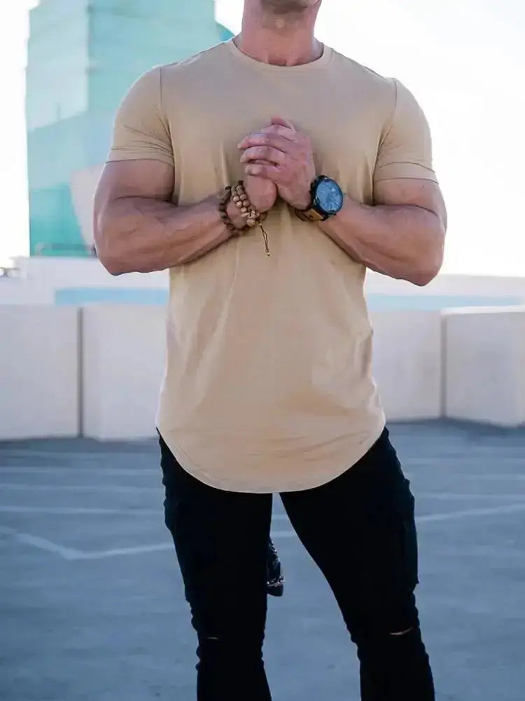 Muscle Fitness T-shirt Summer Men's Athleisure Workout short sleeve T-shirt High Quality cotton Men T-shirt Gym Sport Shirt Tops Nyvora