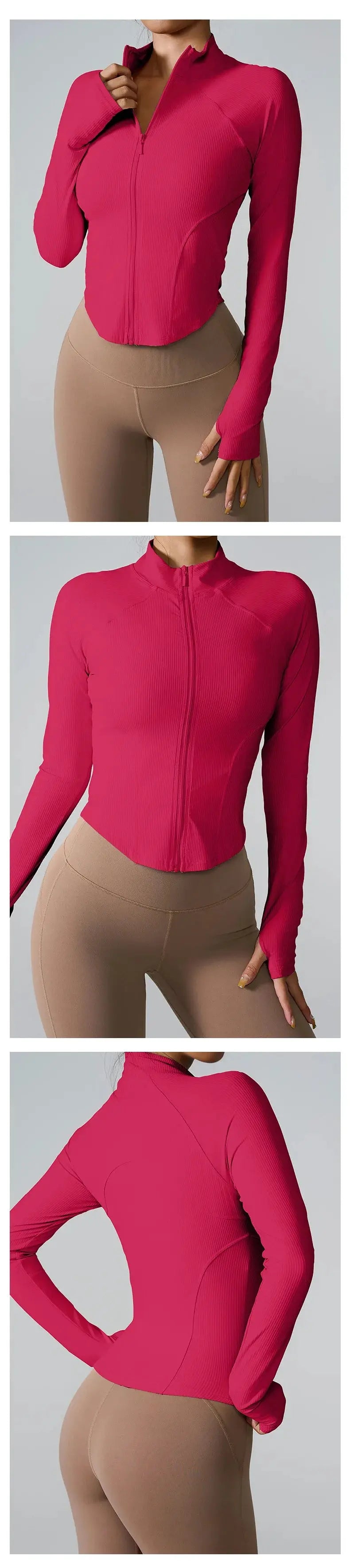 Women's long sleeve sports jacket front view