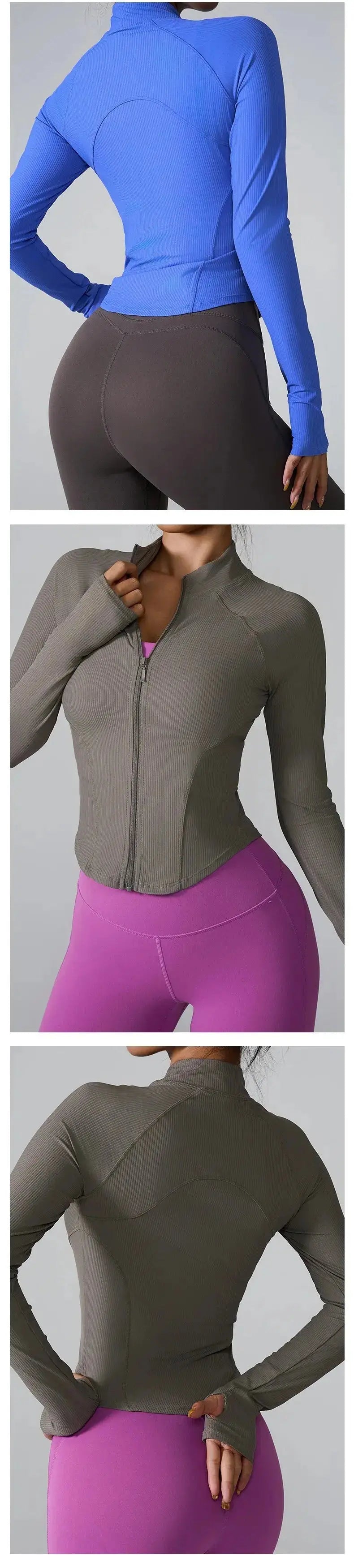 Women's long sleeve sports jacket front view
